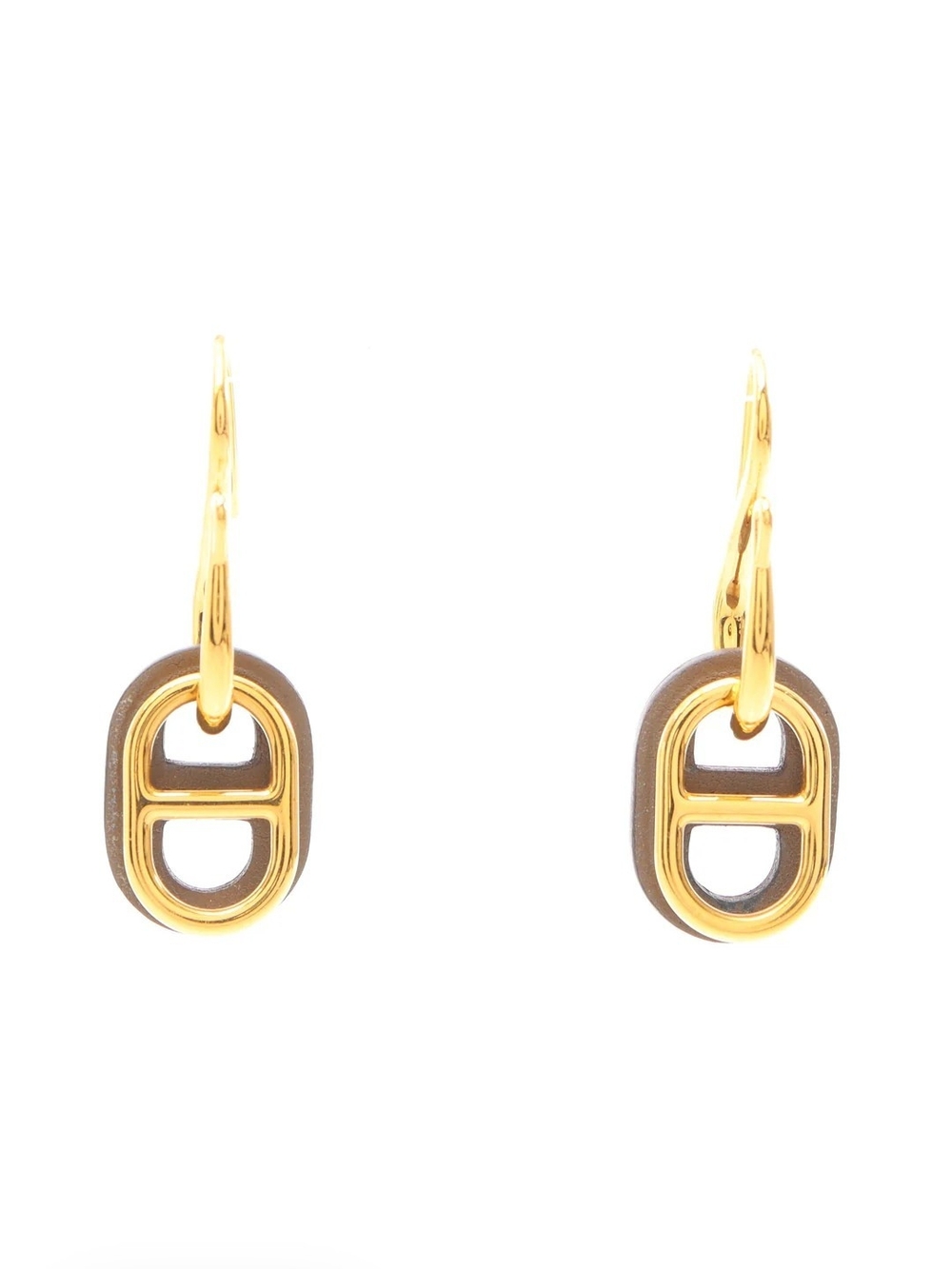Hermes Au maillon Chaîne d'Ancre Etoupe Earrings GP Veau Swift Gray brown